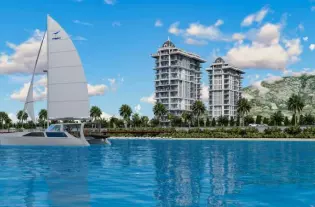 Квартиры в жилом комплексе в Махмутларе, всего в 20 метрах от пляжа (002117)