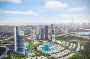 Элегантный комплекс апартаментов с видом на городской пейзаж в Дубай (009207)