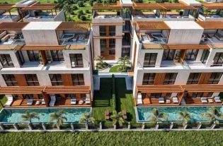 Современные апартаменты и виллы у моря в комплексе в районе Искеле (001527)