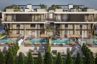 Квартиры с открытой террасой и джакузи в жилом комплексе в районе Искеле (001528)