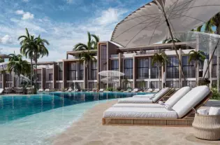 Жилой комплекс апартаментов с бассейном-лагуной в Искеле (005514)